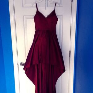 B. Smart High- Low Red Prom Dress